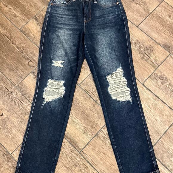 Judy Blue Denim - Judy Blue Straight Fit‎ Dark Wash Distressed Jeans Women’s Size 3/26
